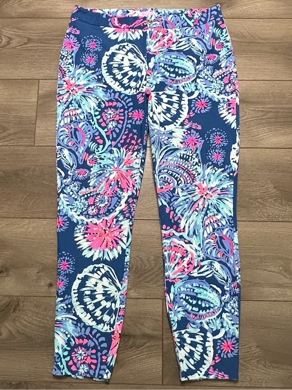 Lilly Pulitzer Keliani Stretch Slim Ankle Pants Deep Indigo Gypsea Girl Blue‎ 14